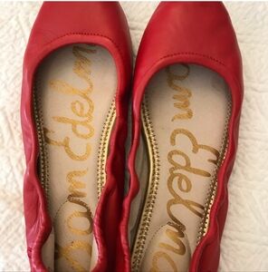 Sam Edelman Red Leather Ballet Flats 7.5 M